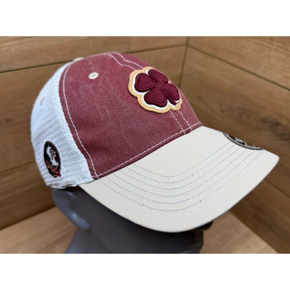 Black Clover FSU Seminoles 2 Tone Strapback Trucker Hat Garnet Red/White/Gold